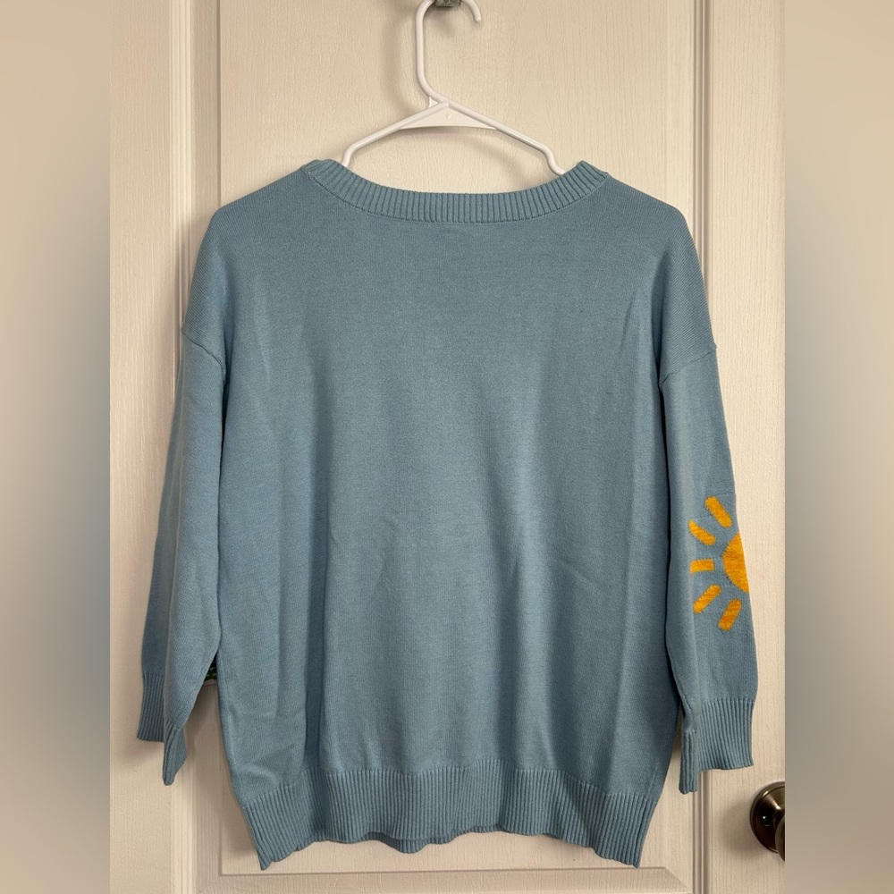 Tribal Jeans Sz S Tide Blue Crew Neck Sunshine 3/4 Sleeve Sweater NWT $108 - Picture 6 of 10
